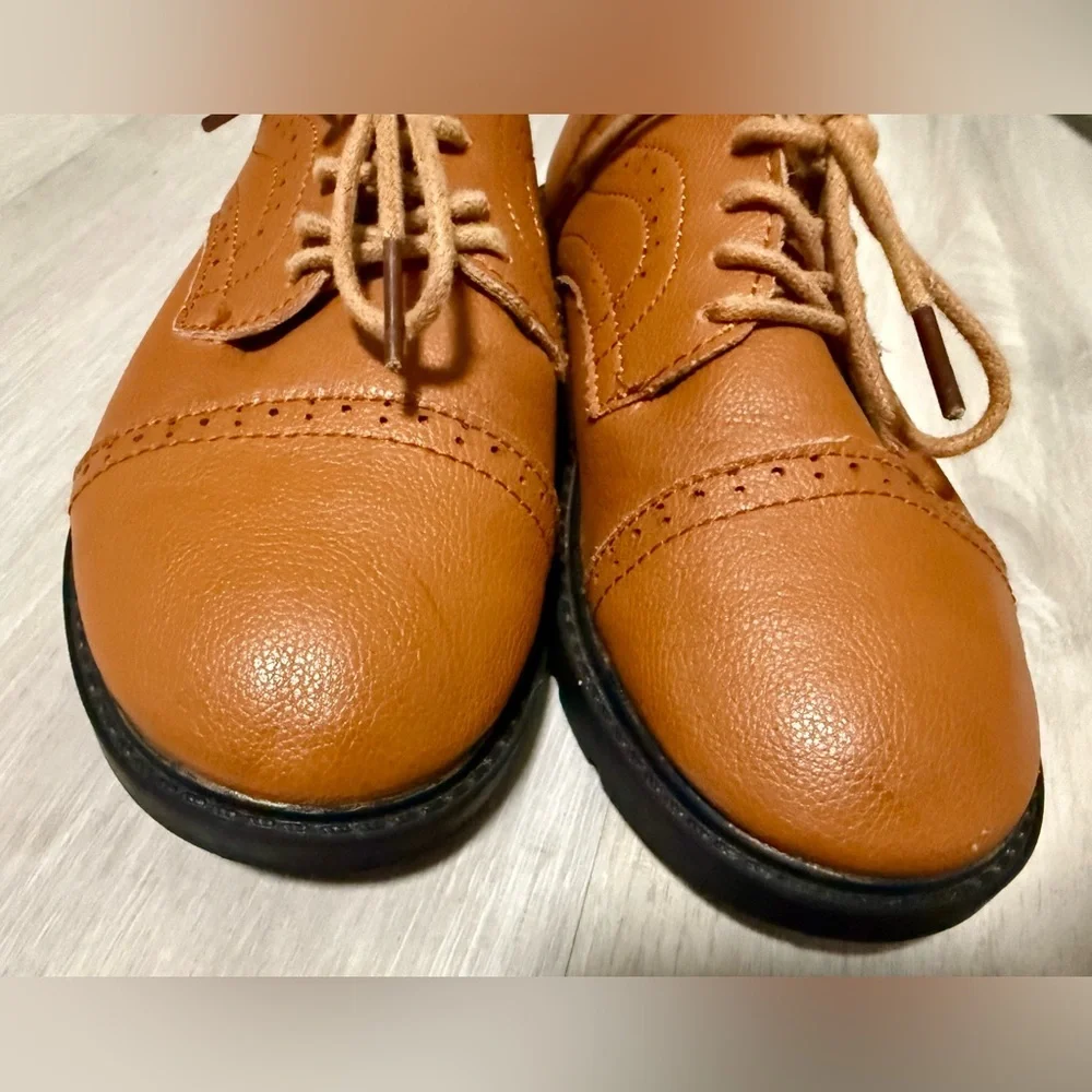 Boys Brown Leather Dress Shoes Sz 31 Lace Up Oxford Formal wedding church